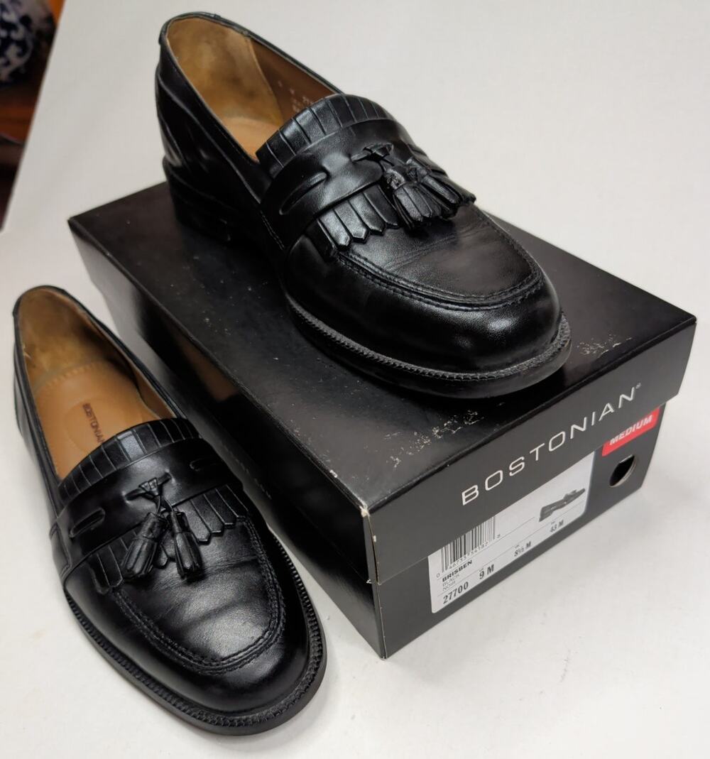 Bostonian Brisben Black Leather Loafers Kiltie Fringe Double Tassel Mens Size 9M